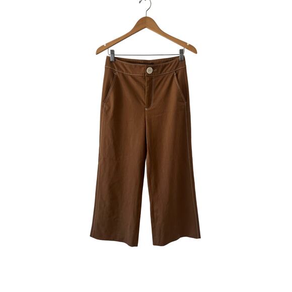 Zara Woman- Brown Wide Leg Ankle Pants Size XS - Picture 2 of 10